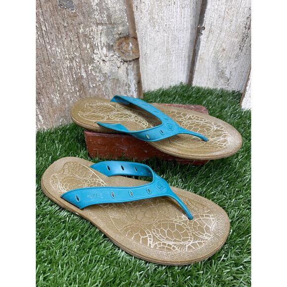 KEEN Rubberized Turtle Waterproof Thong Flip Flop Teal Women's 8 - Picture 1 of 5